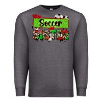 Charcoal Heather soccer sister with leopard Premium Sweatshirt - Zillion Design Studio