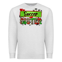 Oatmeal Heather soccer sister with leopard Premium Sweatshirt - Zillion Design Studio