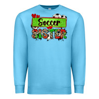 Ocean Blue soccer sister with leopard Premium Sweatshirt - Zillion Design Studio