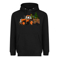 Black Christmas Orange Farm Tractor Heavyweight Hoodie - RanaPortraitStore