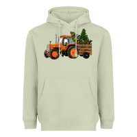 Matcha Christmas Orange Farm Tractor Heavyweight Hoodie - RanaPortraitStore