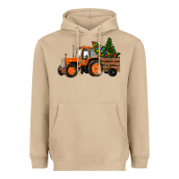 Mushroom Christmas Orange Farm Tractor Heavyweight Hoodie - RanaPortraitStore