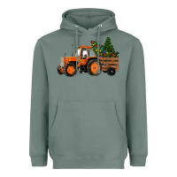 Sage Christmas Orange Farm Tractor Heavyweight Hoodie - RanaPortraitStore