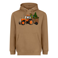 Toasted Coconut Christmas Orange Farm Tractor Heavyweight Hoodie - RanaPortraitStore