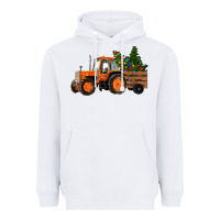 White Christmas Orange Farm Tractor Heavyweight Hoodie - RanaPortraitStore