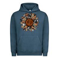 Pigment Midnight Navy cowhide leopard aztec sunflower Urban Hoodie - Artiststas