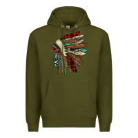 Army Green christmas indian headdress Premium Hoodie - JahusDesignShop