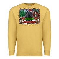 Antique Gold merry christmas black angus cattle and farm Premium Sweatshirt - RanaPortraitStore