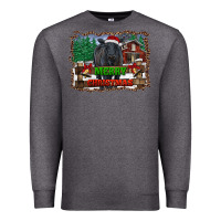 Charcoal Heather merry christmas black angus cattle and farm Premium Sweatshirt - RanaPortraitStore