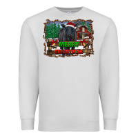 Dove Grey merry christmas black angus cattle and farm Premium Sweatshirt - RanaPortraitStore