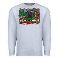 Heather Grey merry christmas black angus cattle and farm Premium Sweatshirt - RanaPortraitStore
