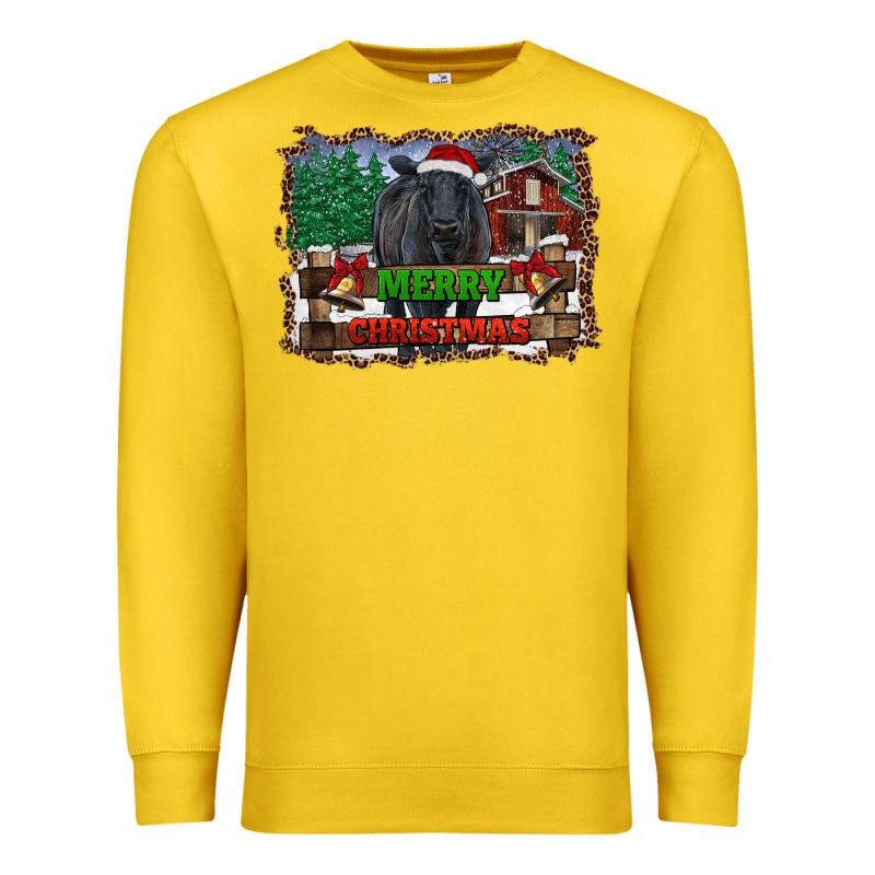 Merry Christmas Black Angus Cattle And Farm Premium Sweatshirt by RanaPortraitStore | Teevron