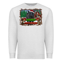 Oatmeal Heather merry christmas black angus cattle and farm Premium Sweatshirt - RanaPortraitStore