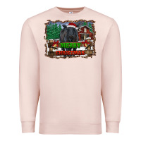 Pale Pink merry christmas black angus cattle and farm Premium Sweatshirt - RanaPortraitStore