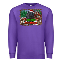 Purple merry christmas black angus cattle and farm Premium Sweatshirt - RanaPortraitStore