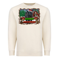 Sandshell merry christmas black angus cattle and farm Premium Sweatshirt - RanaPortraitStore