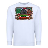 White merry christmas black angus cattle and farm Premium Sweatshirt - RanaPortraitStore