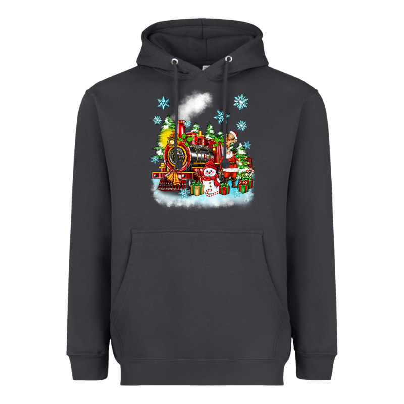 Christmas Polar Express Santa Heavyweight Hoodie by Zillion Design Studio | Teevron