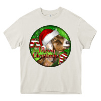 Cream Nubian Goat Christmas Heavy Core Tee - LillyAllenDesigns
