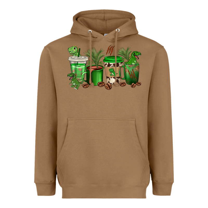 T  Rex Coffee Cups Heavyweight Hoodie by texasbilliewilder | Teevron