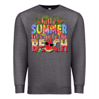 Charcoal Heather hello summer lets go to the beach Premium Sweatshirt - texasbilliewilder
