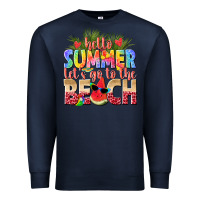 Navy hello summer lets go to the beach Premium Sweatshirt - texasbilliewilder
