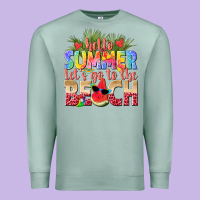 Hello Summer Lets Go To The Beach Premium Sweatshirt Designed By Texasbilliewilder