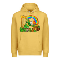 Antique Gold st patricks day  rainbow shamrocks Premium Hoodie - AdoDesignShop