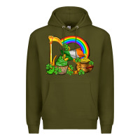 Army Green st patricks day  rainbow shamrocks Premium Hoodie - AdoDesignShop