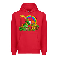 Red st patricks day  rainbow shamrocks Premium Hoodie - AdoDesignShop