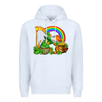 White st patricks day  rainbow shamrocks Premium Hoodie - AdoDesignShop