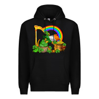 Black st patricks day  rainbow shamrocks Premium Hoodie - AdoDesignShop