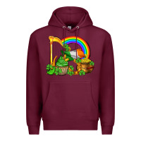 Burgundy st patricks day  rainbow shamrocks Premium Hoodie - AdoDesignShop