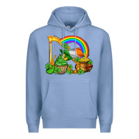 Colony Blue st patricks day  rainbow shamrocks Premium Hoodie - AdoDesignShop