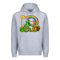 Heather Grey st patricks day  rainbow shamrocks Premium Hoodie - AdoDesignShop