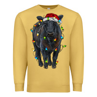 Antique Gold christmas black angus cattle with lights Premium Sweatshirt - RanaPortraitStore