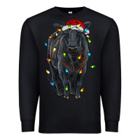 Black christmas black angus cattle with lights Premium Sweatshirt - RanaPortraitStore