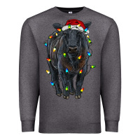 Charcoal Heather christmas black angus cattle with lights Premium Sweatshirt - RanaPortraitStore