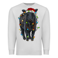 Dove Grey christmas black angus cattle with lights Premium Sweatshirt - RanaPortraitStore
