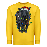 Lemon christmas black angus cattle with lights Premium Sweatshirt - RanaPortraitStore