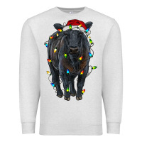 Oatmeal Heather christmas black angus cattle with lights Premium Sweatshirt - RanaPortraitStore