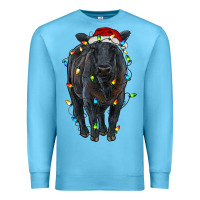 Ocean Blue christmas black angus cattle with lights Premium Sweatshirt - RanaPortraitStore
