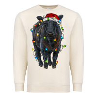 Sandshell christmas black angus cattle with lights Premium Sweatshirt - RanaPortraitStore