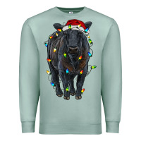 Seafoam christmas black angus cattle with lights Premium Sweatshirt - RanaPortraitStore