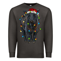 Smoke christmas black angus cattle with lights Premium Sweatshirt - RanaPortraitStore