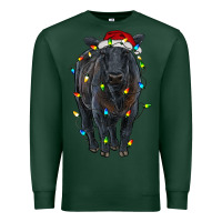 Sports Green christmas black angus cattle with lights Premium Sweatshirt - RanaPortraitStore