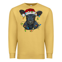 Antique Gold christmas baby black angus calf with lights Premium Sweatshirt - RanaPortraitStore