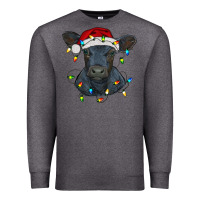 Charcoal Heather christmas baby black angus calf with lights Premium Sweatshirt - RanaPortraitStore