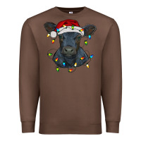 Chestnut christmas baby black angus calf with lights Premium Sweatshirt - RanaPortraitStore