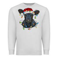 Dove Grey christmas baby black angus calf with lights Premium Sweatshirt - RanaPortraitStore